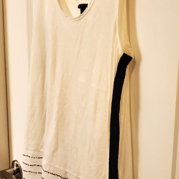 J. Crew Fancy White/Black Tank Top with Embellishments Petite Small - Picture 5 of 6